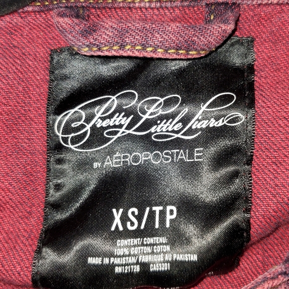 Aeropostale Burgundy Denim Jacket Pretty Little Liars Collection - Picture 3 of 4